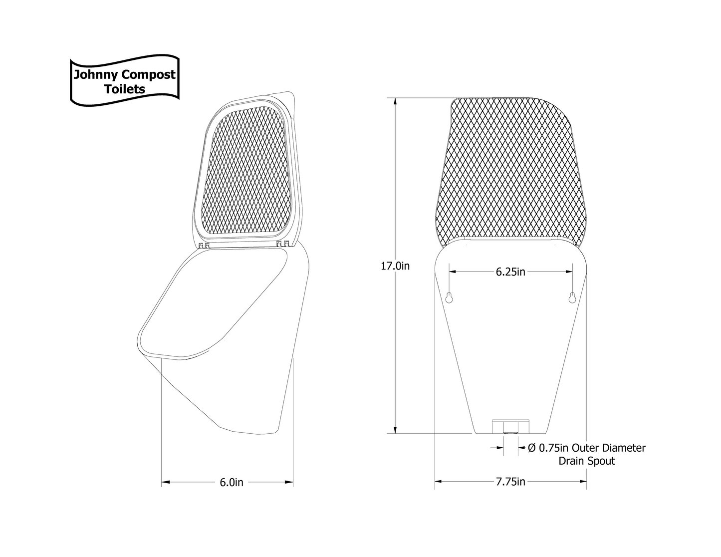 Urinal with Hinged Lid - Proprietary Anti-Splash Design, Wall-Mounted Covered-Urinal!