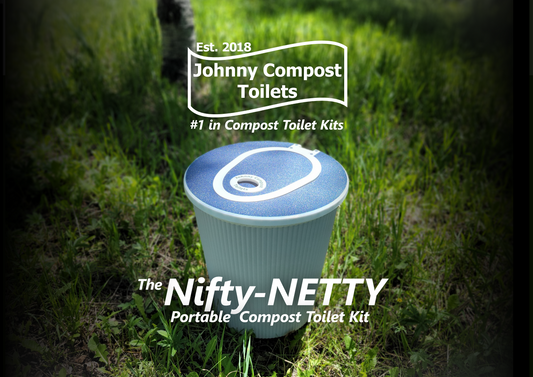 The Nifty-NETTY by Johnny Compost Toilets - Separating, Waterless, Composting Toilet Kit - Holds 2 gal+ of Each Liquid and Solid Waste