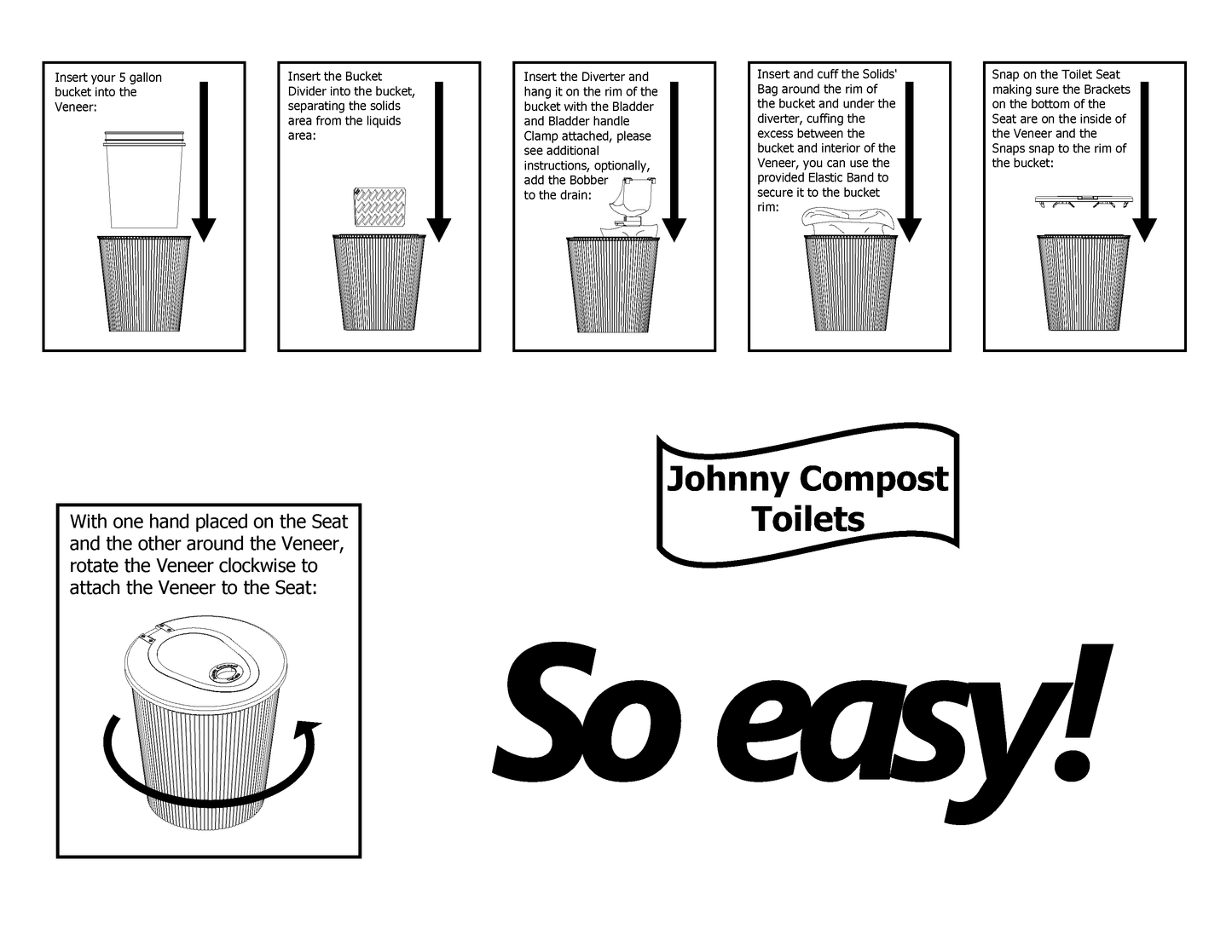 The Nifty-NETTY by Johnny Compost Toilets - Separating, Waterless, Composting Toilet Kit - Holds 2 gal+ of Each Liquid and Solid Waste