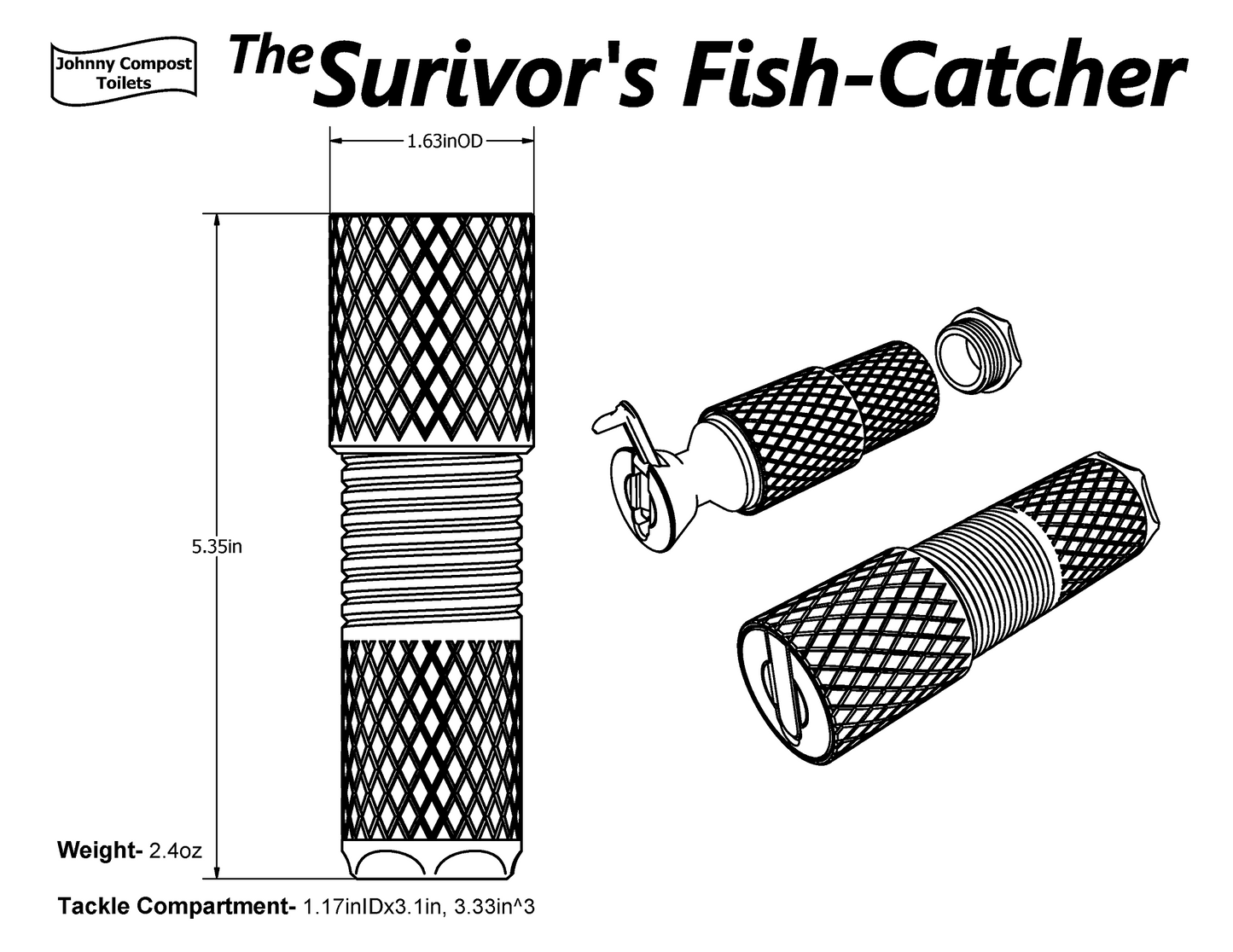 The Survivor's Fish-Catcher -FAMILY PACK (6 pack) -- Pocket Reel Fishing Gadget, with Tackle Storage