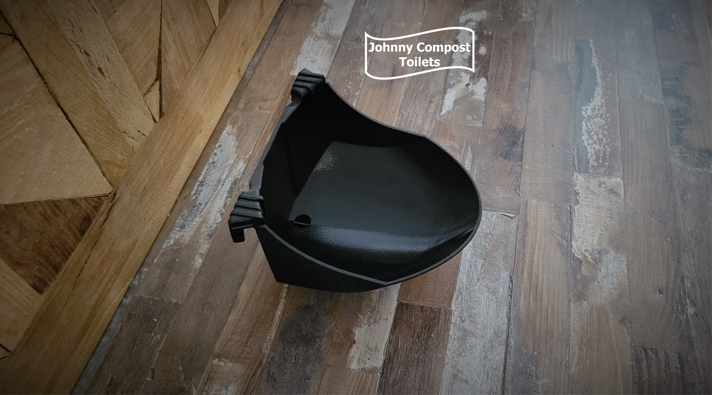 DIY Composting Toilet Urine Diverter, "Bucket-Contained Diverter" Model, works with 5 gallon buckets, Luggable Loo and others