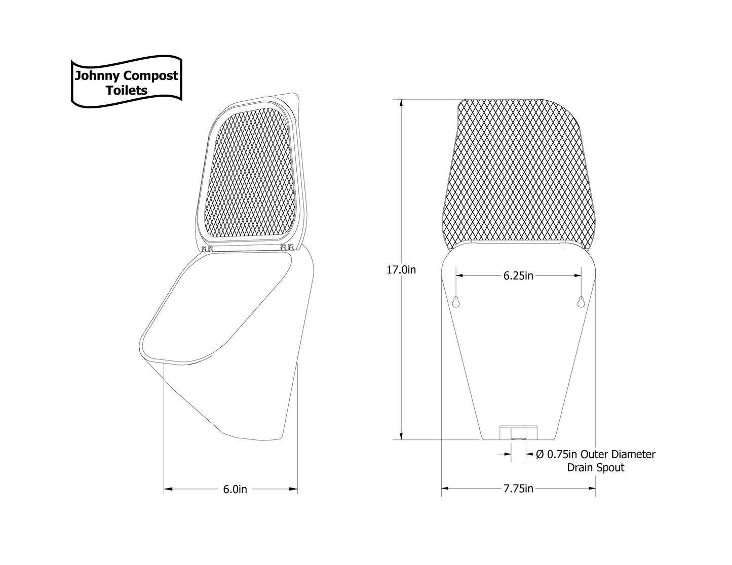 Urinal with Hinged Lid -  Proprietary Anti-Splash Design, Wall-Mounted Covered-Urinal!