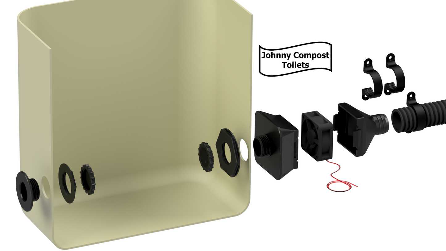 Universal Ventilation Kit - Exterior Side Fan Housing Mount - Easy Install - USB, 12v, or AC household powered