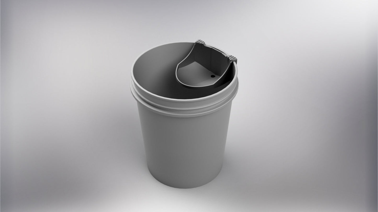 DIY Composting Toilet Urine Diverter, "Bucket-Contained Diverter" Model, works with 5 gallon buckets, Luggable Loo and others