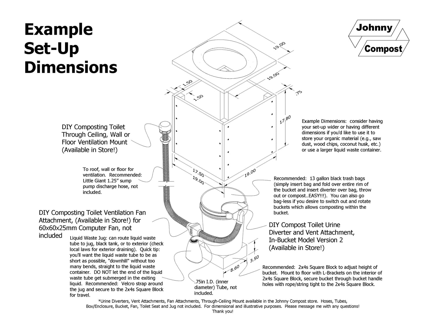 Liquid Waste Tube for Urine Diverter or Urinal