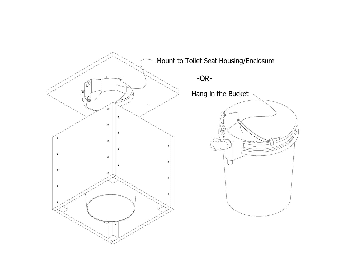 DIY XL Compost Toilet Urine Diverter and Vent Attachment, XL Diverter Model