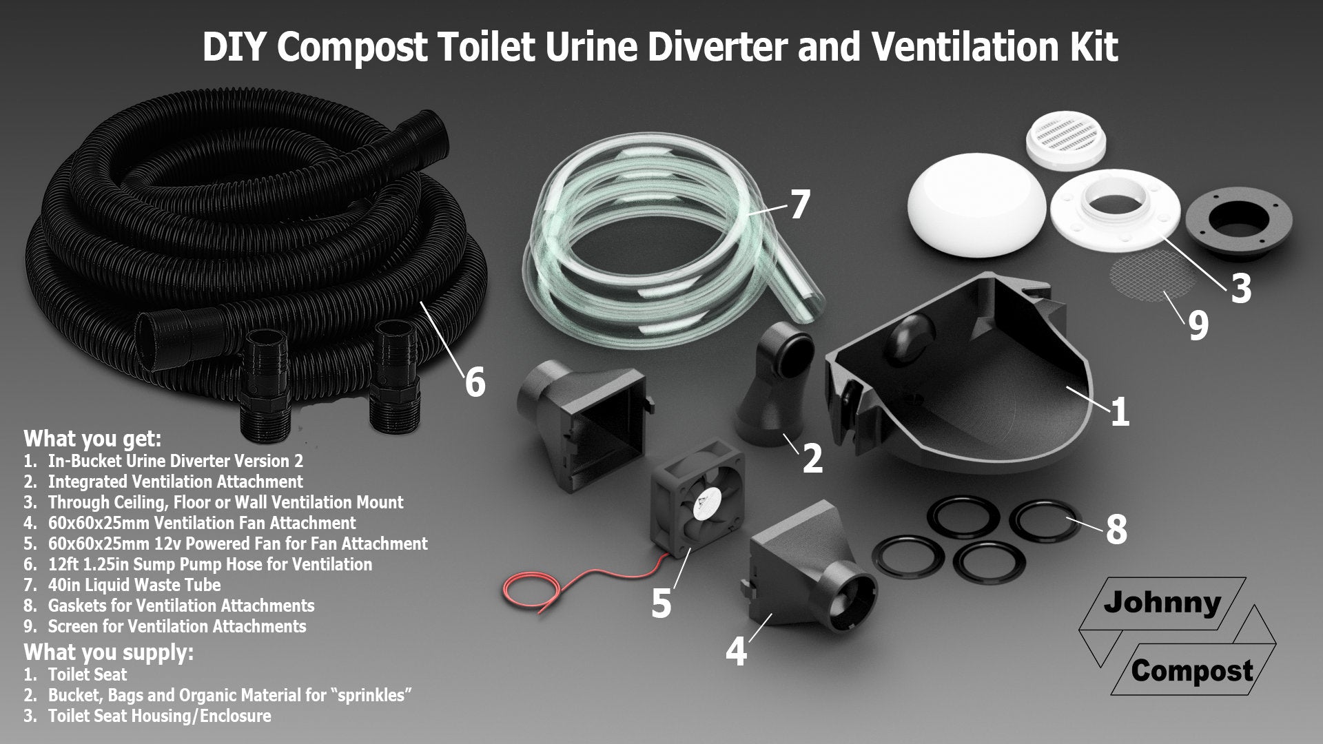 DIY Compost Toilet In-Bucket Urine Diverter and Ventilation Kit ...