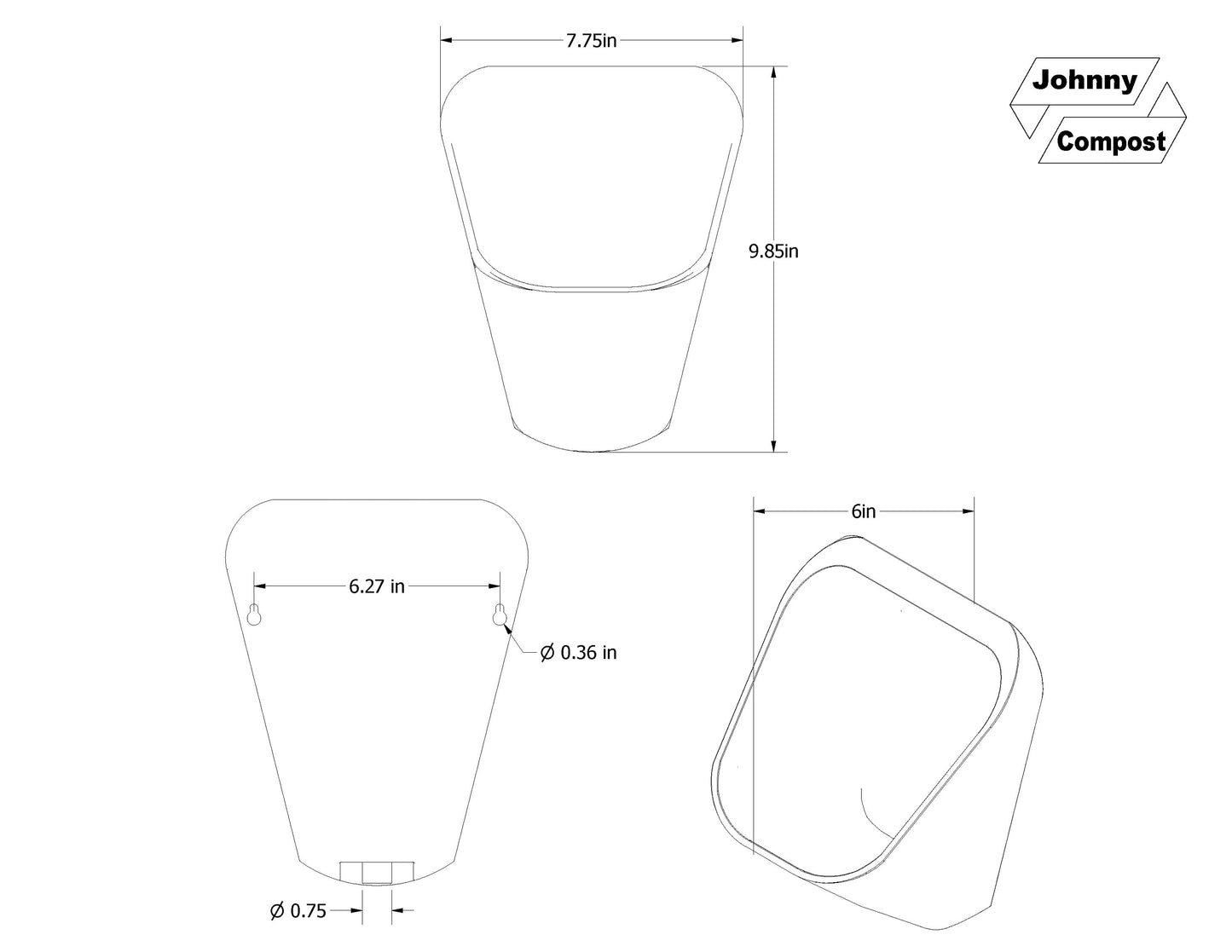 Urinal -  Proprietary Anti-Splash Design, Wall-Mounted Mini-Urinal!